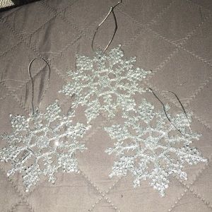 Sparkly snow flake Christmas ornaments